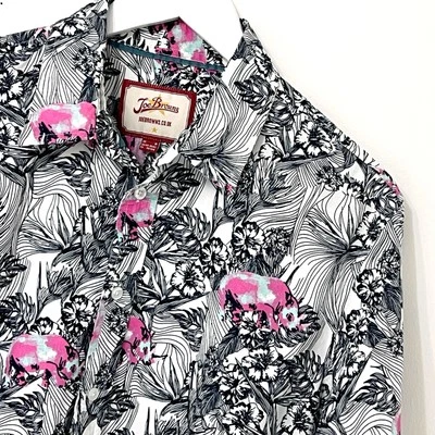 Joe Browns рубашка размер средний M мужской длинным рукавом черный белый розовый Summer цветочный - Изображение 1 из 4
