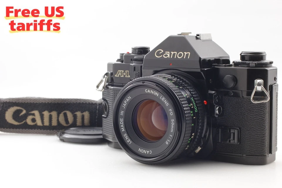 [Exc+5 w/Strap] Canon A-1 35mm Film Camera New FD NFD 50mm f1.8 Lens From JAPAN - Image 1 of 4