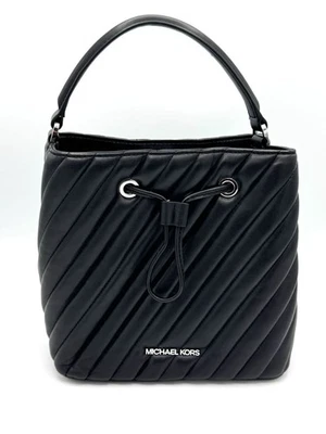 Precioso Bolso de Mano Michael Kors Pequeño Negro Acolchado Cartera Cordón Asa Superior Foto 1 de 4