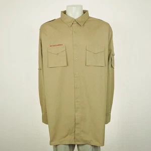 New Boy Scouts of America Uniform Shirt Mens 3XL XXXL BSA Brown USA Flag Camp - Picture 1 of 5
