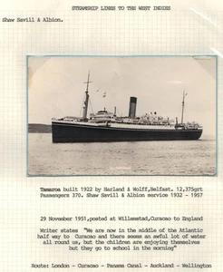 UK GB CURACAO 1950's 4 STEAMSHIP P.C.'s POSTED ON SHAW SAVILL & ALBION STEAMSHIP - Picture 1 of 7