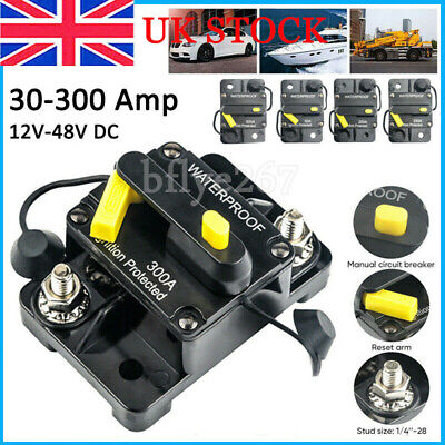 UK Car Circuit Breaker Fuse Reset 30-300 Amp 12V-48V DC Car Boat Auto Waterproof • 9.52£