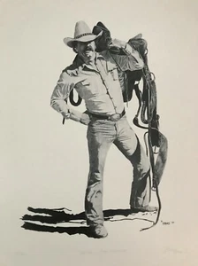 Western Kunst / Cowboys - Rodeo "Bring on the Critter" signierter Druck von Larry Bees - Bild 1 von 4