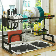 65CM Over Sink Dish Drying Rack Stainless Steel Kitchen Cutlery Shelf Holder