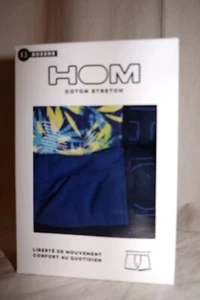HOM 3er Pack Boxer Shorts Unterhose TROPICAL Cotton navy/blue/blue print S NEU - Picture 1 of 2