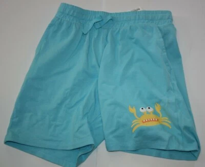 Nuevos Pantalones Cortos H&M Niños 8 9 Años Azul Aqua Tejido Suave Pull On Amarillo Cangrejo Gráfico Foto 1 de 2