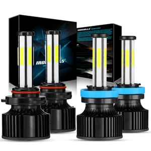 8/4/6-Sides 9005 H11 LED Headlights Super Bright 6500K High Low Beam 3600000LM - Picture 1 of 21