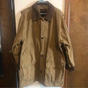 Eddie Bauer Herren Vintage XLT groß hellbraun Baumwolle Scheune Cord Kragen Vintage Jacke - Bild 1 von 16