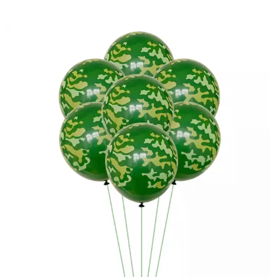 12 PACK Green Camoflauge Camo Military Party Balloons Mens Birthday Hunting - Image 1 of 1
