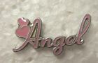Angel pin badge. Pink design. Are you an Angel or a devil? Metal. Enamel