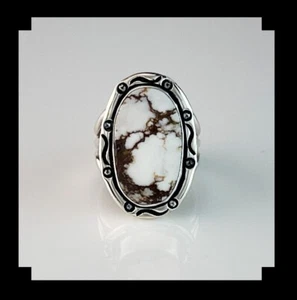 Anillo de magnesita de caballo salvaje y esterlina artesanal talla 6 3/4 - Imagen 1 de 6