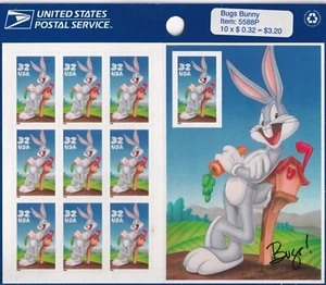 Scott #3137 Bugs Bunny Bogen mit 10 Briefmarken - versiegelt (blau) - Bild 1 von 2