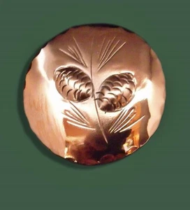 Stuart Nye Copper Round Pine Cone Pin - Picture 1 of 3