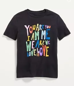 Old Navy Kids XS (5) Black Short Sleeve Tee T-Shirt .. Love is Love - Picture 1 of 3