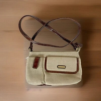 Cartera Pequeña Beige Bolso de Lona con Borde de Vinilo Múltiples Bolsillos Espejo China Foto 1 de 4
