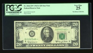 DBR 1963-A $20 FRN STAR Cleveland Fr. 2066-D* PCGS 25 Serial D03567465* - Picture 1 of 2