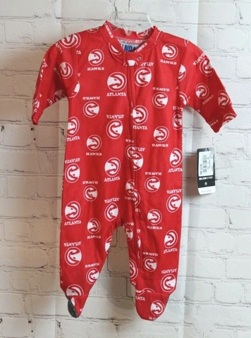 NEW ~ NBA Atlanta Hawks Newborn Footed Flannel PJs Sleepwear Flame Resistant Cover