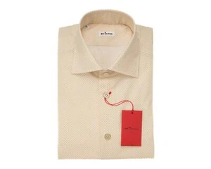 Kiton $ 1.295 neu mit Etikett gelb blau Druck 100 % Baumwolle Kleid Shirt (39 EU) 15,5 US - Bild 1 von 7