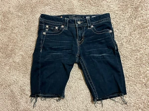 Miss Me Shorts Womens 28 Bermuda Denim Cut Off Medium Wash Blue Studded - Picture 1 of 9