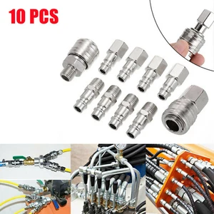 10PCS EURO 1/4'' BSP Air Line Fitting Hose Compressor Quick Release Connector UK - Picture 1 of 11