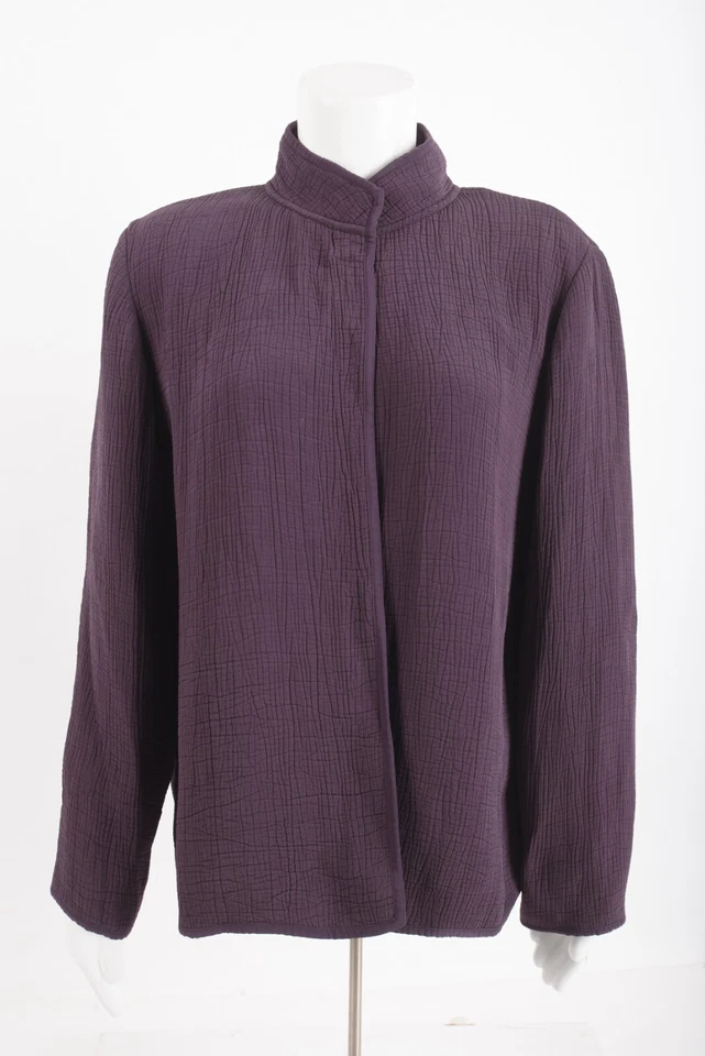 Traje Blazer Mujer Eileen Fisher Talla M Púrpura Ciruela Profunda Texturizada Seda Foto 1 de 4