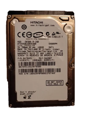 Hitachi 160GB 2.5" SATA Laptop Hard Drive HTS545016B9A300 – Tested – 5400RPM - Image 1 of 2