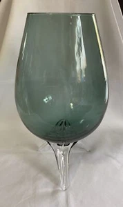 1970’s RYD Glasbruk Sweden Smokey Teal Tripod Brandy Snifter Art Glass Vase 10” - Picture 1 of 6