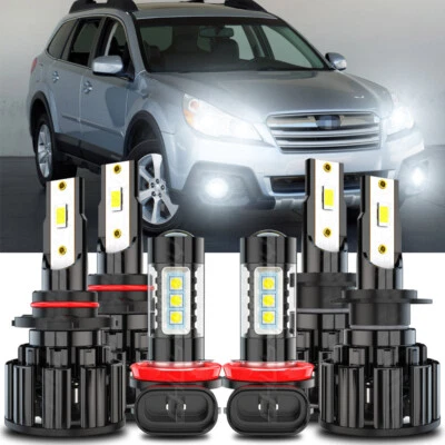 Combo de 6 faros LED altos y bajos + bombillas antiniebla 6000K para Subaru Outback 2010-2014 Foto 1 de 4