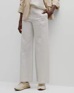 TWP Women's White Natalie Linen Cotton Wide-Leg Pants Size 2 - Picture 1 of 4