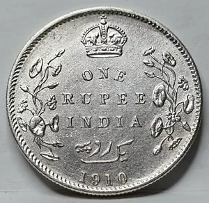 INDIEN BRITISCH 1 Rupie 1910 C Kalkutta Kalkutta Kalkutta Edward Silber über UNC #E20 - Bild 1 von 7