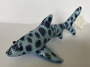 5.5 Inch Sand Filled Glitter Blue and Silver Plush Shark Toy/ Paperweight - Picture 1 of 8