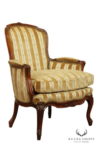 French Louis XV Style Quality Vintage Bergere Chair Cover