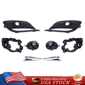 For 2017-2018 Mazda 3 LED Bumper Fog Lights Mazda3 Front Lamps Chrome Trim Bezel - Picture 1 of 12