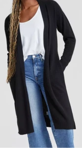 CLASSIC NWT Charter Club S Tie-Waist 100% Cashmere Cardigan, pockets, Black - Picture 1 of 3