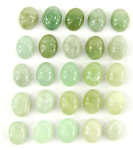 Lote de 25 piezas de piedras preciosas sueltas de jade verde natural de 62,20 quilates 9x7 mm cabujón - 64416 - Imagen 1 de 5