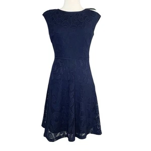 NEW Stitch Fix WISP Leeah Navy Blue Lace Knit Dress Classic Women Size 4 Petite - Picture 1 of 9