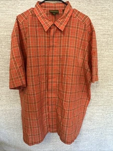 Men’s Timberland Orange Plaid Short Sleeve Button Up Size XXL - Picture 1 of 4