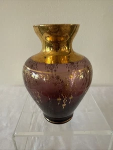 Vintage Murano Purple Glass Bud Vase with Gold - Picture 1 of 5