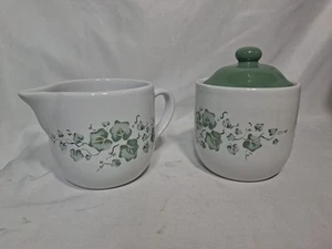 JAY IMPORT Sugar and Creamer set, Matches Corelle Callaway Coodinates Green Ivy - Picture 1 of 8