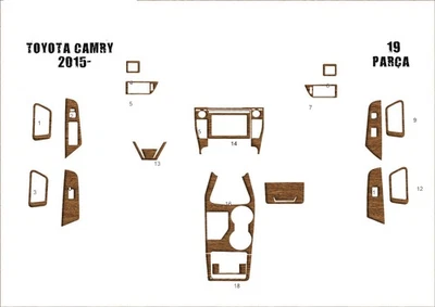 Kit de acabamento de painel aparência de madeira para Toyota Camry 2015-2016 - Revestimento de painel - Imagem 1 de 4
