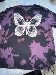 Chemistry Brand Tee 2X Short SLVs T-Shirt schwarz/lila Batik mit Totenkopf Schmetterling - Bild 1 von 8
