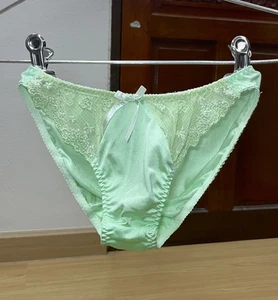 Vintage Light Soft Nylon Panties High Leg Bikini Sheer Floral Lace Briefs Sz.6/M - Picture 1 of 17