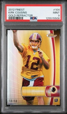 2012 Topps Finest Kirk Cousins #50/50 Gold refractor Rookie #104 RC PSA 9 Mint - Image 1 of 2