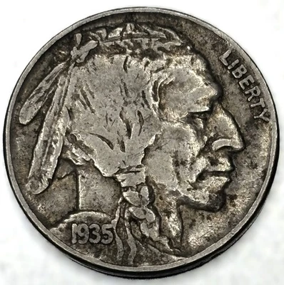 1935-P Buffalo 🦬 Indian Head Nickel 5c ~ VF Very Fine ~ Five Cent US Coin -1429 - Image 1 of 2