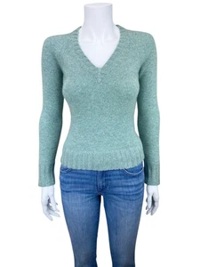 J. Suéter Crew Para Mujer Vintage Cachemira Cuello en V Verde Brezo Talla PXS (pequeño) - Imagen 1 de 4