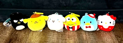 SET of 6 Squishmallows 3.5” Clips Hello Kitty & Friends Classic HK Pompompurin + - Image 1 of 4