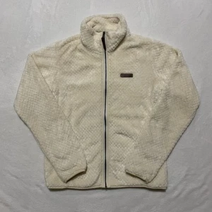 Columbia Sweatshirt Womens Medium Beige Fleece Full Zip Mock Neck Long Sleeves - Picture 1 of 7
