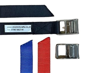 STAINLESS STEEL CAM STRAP - 25mm POLYESTER WEBBING - various colours & lengths - Picture 1 of 3