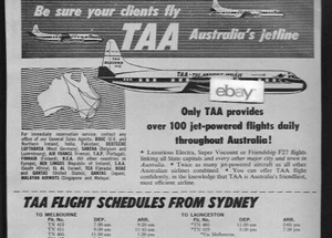 TAA TRANS AUSTRALIA & ANSETT-ANA LOCKHEED ELECTRA AD'S & ZEITPLAN 1959 - Bild 1 von 3