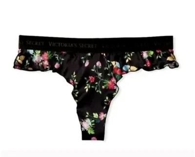 TANGA Victoria's Secret Lavable Seda Volantes Pierna Alta Animal Terciopelo Cintura Francesa Foto 1 de 3